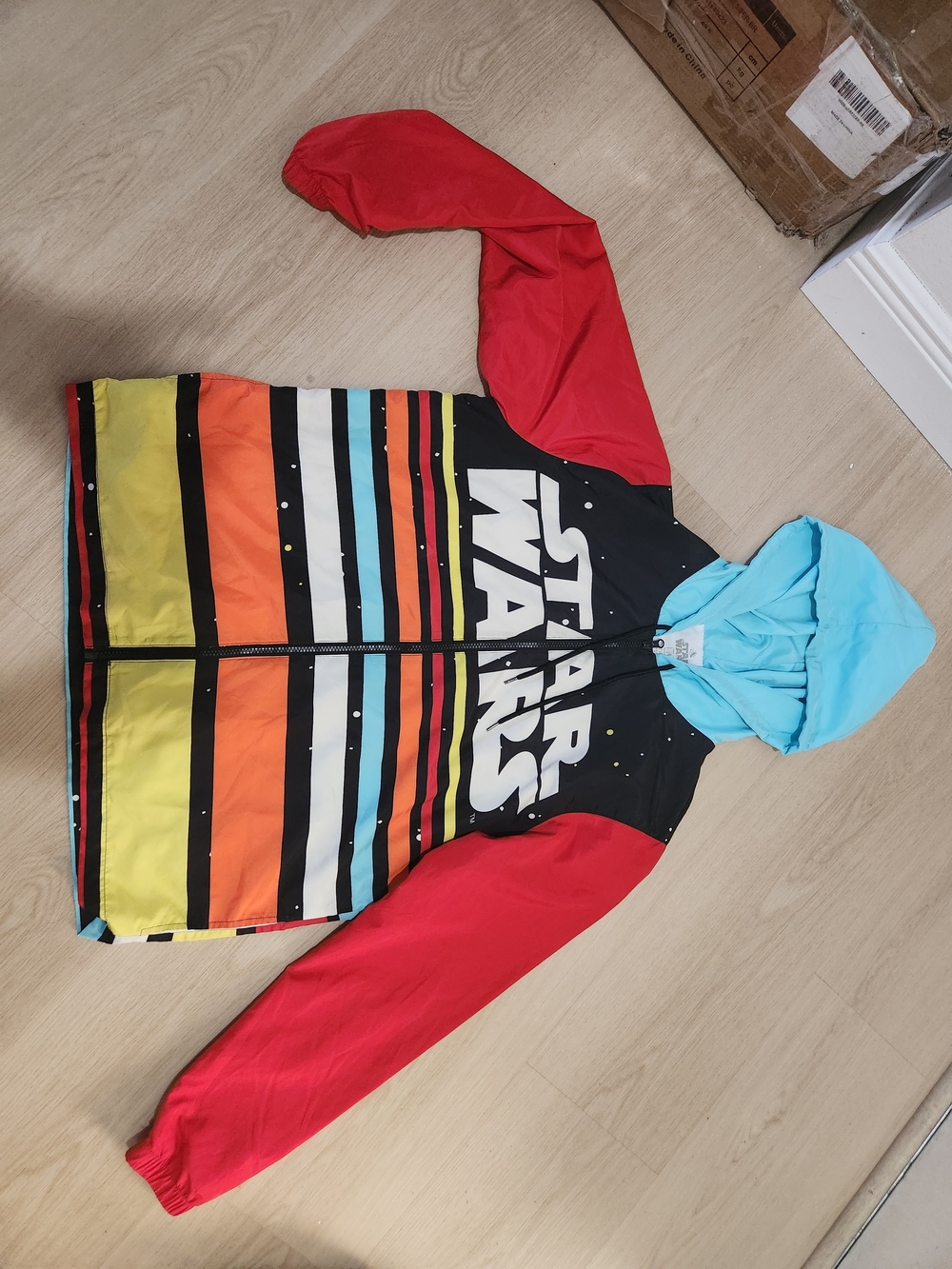 Star Wars Multicolor Striped Hoodie Jacket with Red Sleeves